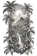 rainforest landscape tattoo featuring elements tattoo design idea