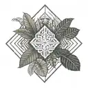 Amazon rainforest, Ecuador, tropical trees and flow diagram tattoo design idea