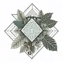 Amazon rainforest, Ecuador, tropical trees and flow diagram tattoo design idea