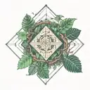 Amazon rainforest, trees and flow diagram tattoo design idea