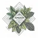 Amazon rainforest, trees and flow diagram tattoo design idea