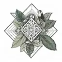 Amazon rainforest, Ecuador, toucan, trees and flow diagram tattoo design idea