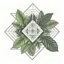 Amazon rainforest, trees and flow diagram tattoo design idea