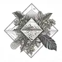 Amazon rainforest, trees and flow diagram tattoo design idea