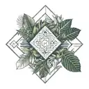 Amazon rainforest, trees and flow diagram tattoo design idea