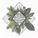 Amazon rainforest, trees and flow diagram tattoo design idea