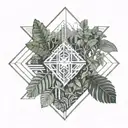 Amazon rainforest, trees and flow diagram tattoo design idea