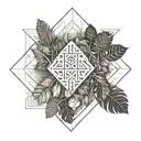 Amazon rainforest, trees and flow diagram tattoo design idea