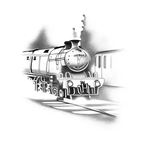 steam train running off the tracks tattoo design idea