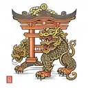 torii gate shisa okinawa tattoo design idea