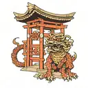 torii gate shisa okinawa tattoo design idea