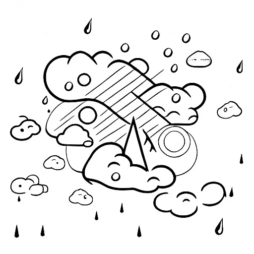 Cloud and rain tattoo design idea