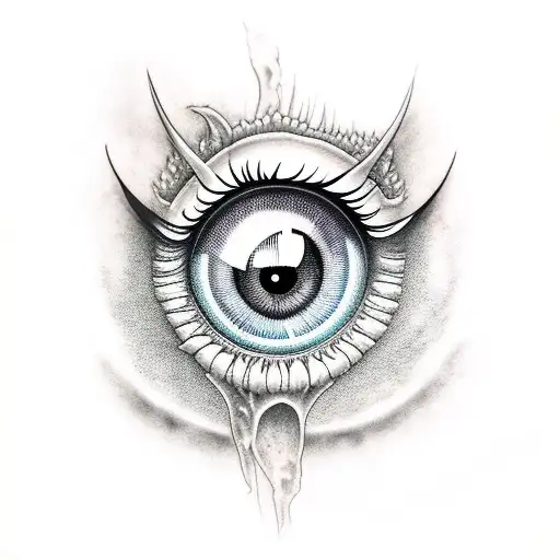 dragon eye dripping  tattoo design idea
