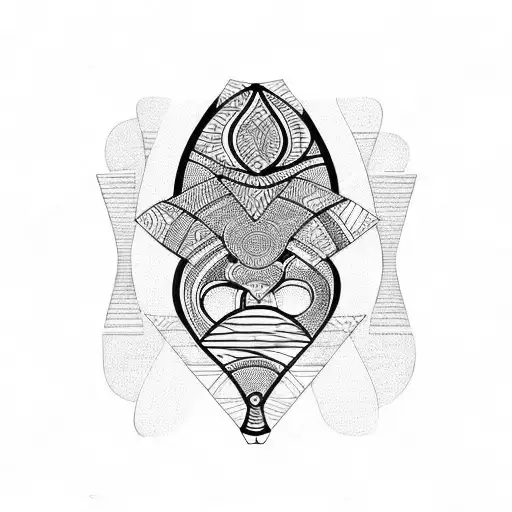 African Tribal Tattoo, simple, White background, Geometric tattoo design idea