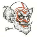 Caligaris clown face with argentinian flaw  tattoo design idea