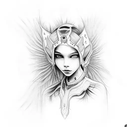 Craft a uniquely abstract and distorted small-sized tattoo of a slender girl on an Indian motorcycle, inspired by Dr. Wo tattoo design idea