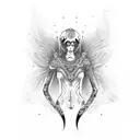 Craft a uniquely abstract and distorted small-sized tattoo of a slender girl on an Indian motorcycle, inspired by Dr. Wo tattoo design idea