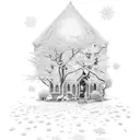  the lyrics "Dont know if snow whites house is near or far away..." with falling leaves around it tattoo design idea