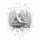  the lyrics "Dont know if snow whites house is near or far away..." with falling leaves around it tattoo design idea