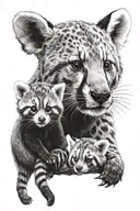 giraffe panda red panda wombat lion cub looking tattoo design idea