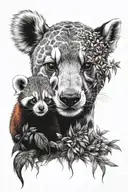 giraffe panda red panda wombat lion cub looking tattoo design idea