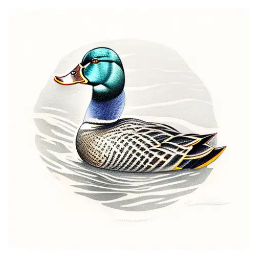 mallard duck in a lake  tattoo design idea