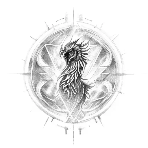 rebirth fire phoenix golden ratio tattoo design idea