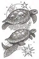 camping, campfire, stars, space, nature, sea turtle tattoo design idea