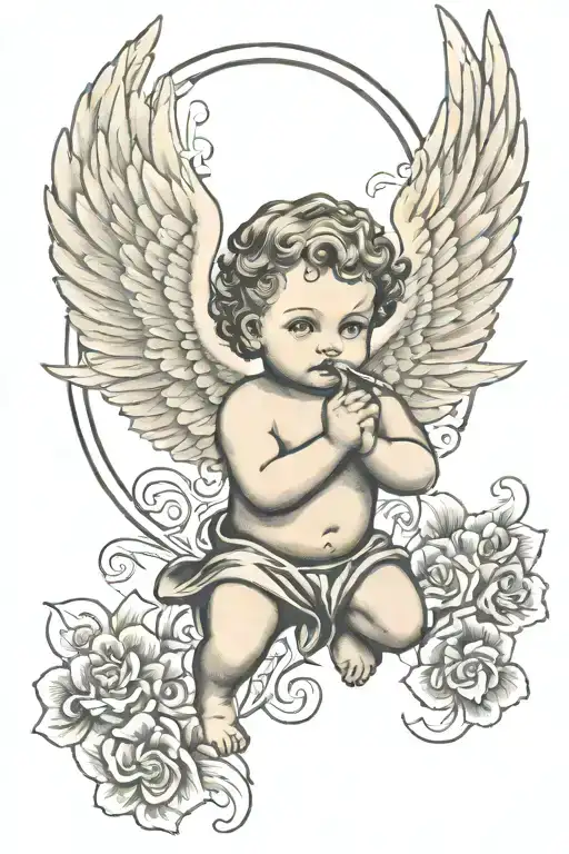 gangster cherub angel tattoo design idea