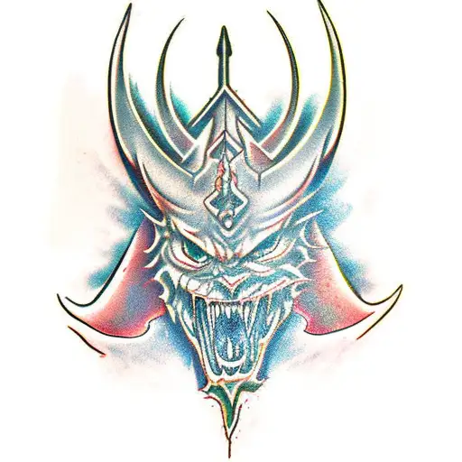 demons sword and gods dragon togther tattoo design idea