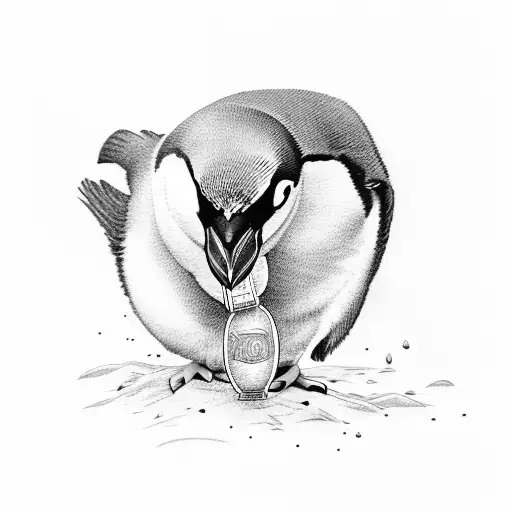 penguin with bar of soap in mouth tattoo design idea