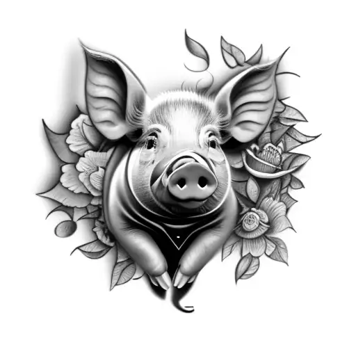 a pig tattoo design idea