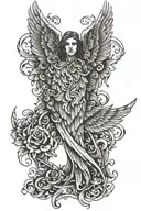 Angel wing with iconogrphy drawn from Psalms 91:1-16 tattoo design idea