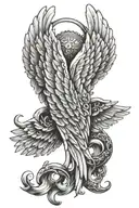 Angel wing with iconogrphy drawn from Psalms 91:1-16 tattoo design idea