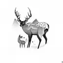 forest with deer tattoo design idea