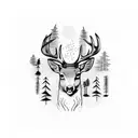 forest with deer tattoo design idea