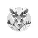 forest with deer tattoo design idea