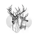 forest with deer tattoo design idea