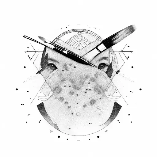 Palette and paintbrushes tattoo design idea