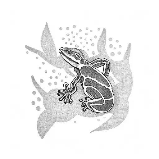 gecko with frangipani flower  tattoo design idea