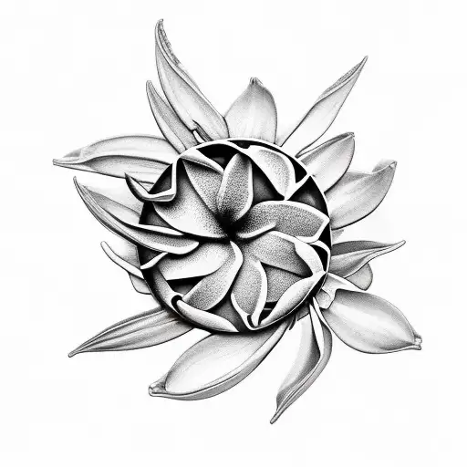 lezard with frangipani flower tattoo design idea