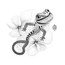 gecko with frangipani flower  tattoo design idea