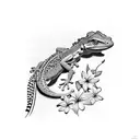 gecko with frangipani flower  tattoo design idea