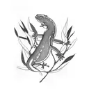 gecko with frangipani flower  tattoo design idea