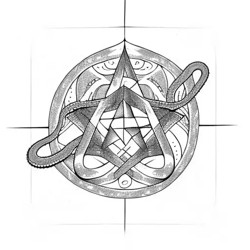 snake with wings in a pentagram  tattoo design idea