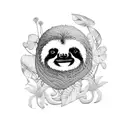 tropical vegetation with sloth tattoo design idea