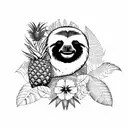 tropical vegetation with sloth tattoo design idea
