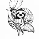 tropical vegetation with sloth tattoo design idea