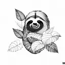 tropical vegetation with sloth tattoo design idea