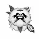 tropical vegetation with sloth tattoo design idea